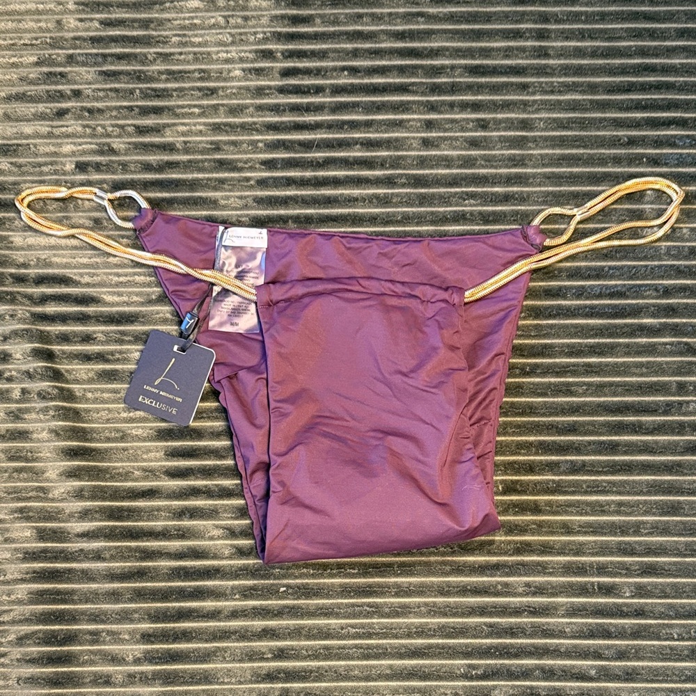 NWT Lenny Niemeyer Exclusive Purple Bikini Bottom with Gold Chain Accents Size M
